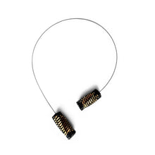 Load image into Gallery viewer, Due Necklace in Black and Gold Leaf

