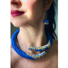 Load image into Gallery viewer, Ceresa Earrings in Blue and Gold Leaf
